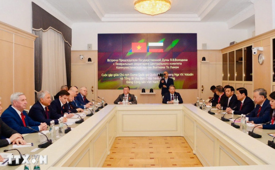 Tổng Bí thư Tô Lâm hội kiến với Chủ tịch Duma Quốc gia Liên bang Nga