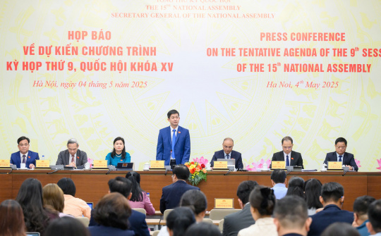 Kỳ họp thứ 9, Quốc hội khóa XV sẽ làm việc trong 37 ngày; xem xét, quyết định 54 nội dung về công tác lập hiến, lập pháp