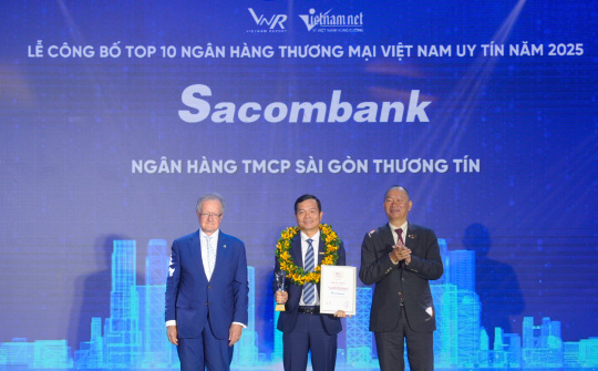 Ngân hàng Sacombank (STB) lọt Top 10 Ngân hàng Thương mại Việt Nam uy tín năm 2025