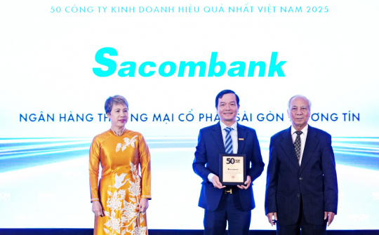 Ngân hàng Sacombank tiếp tục ghi danh trong top 50 công ty kinh doanh hiệu quả nhất Việt Nam năm 2025