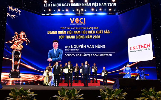 Chủ tịch Tập đoàn CNCTech Nguyễn Văn Hùng được tôn vinh trong Top 20 doanh nhân xuất sắc - Cúp Thánh Gióng 2026