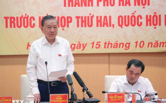 Tổng Bí thư, Chủ tịch nước Tô Lâm dự buổi làm việc chuẩn bị Kỳ họp thứ Hai, Quốc hội khóa XVI của Đoàn đại biểu Quốc hội Hà Nội