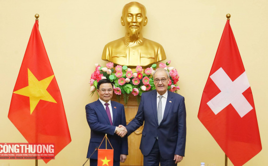 [CHÙM ẢNH] Bộ trưởng Bộ Công Thương Lê Mạnh Hùng họp song phương với Tổng thống Thụy Sĩ Guy Parmelin