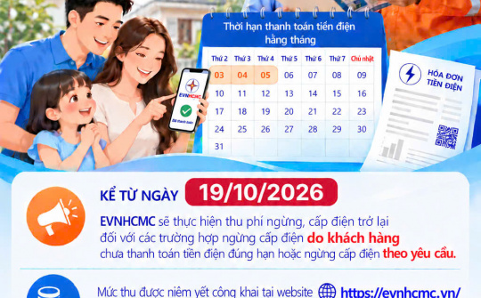 EVNHCMC áp dụng đơn giá ngừng, cấp điện trở lại từ 19/10