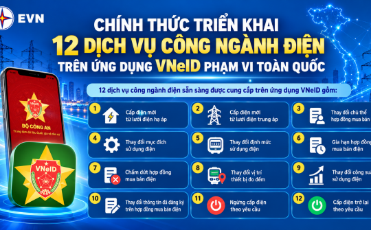 Triển khai 12 dịch vụ công ngành điện trên VNeID toàn quốc