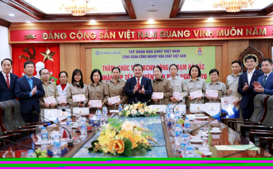 Lãnh đạo Tập đoàn Hoá chất Việt Nam thăm, chúc Tết người lao động Công ty CP Phân đạm và Hóa chất Hà Bắc