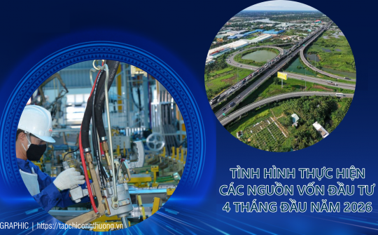 [Infographic] Tình hình thực hiện các nguồn vốn đầu tư 4 tháng đầu năm 2026
