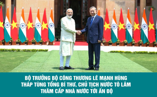 Bộ trưởng Bộ Công Thương Lê Mạnh Hùng tháp tùng Tổng Bí thư, Chủ tịch nước Tô Lâm thăm cấp Nhà nước tới Ấn Độ