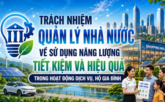 [TIẾT KIỆM ĐIỆN] Trách nhiệm quản lý nhà nước về sử dụng năng lượng tiết kiệm và hiệu quả trong hoạt động dịch vụ, hộ gia đình