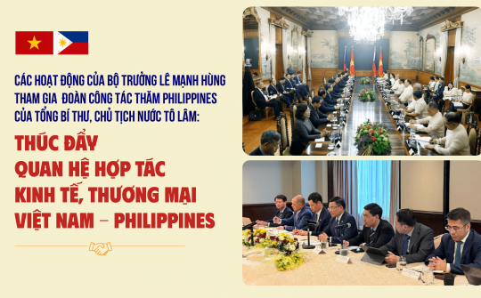 Các hoạt động của Bộ trưởng Lê Mạnh Hùng tham gia Đoàn công tác thăm Philippines của Tổng Bí thư, Chủ tịch nước Tô Lâm: Thúc đẩy quan hệ hợp tác kinh tế, thương mại Việt Nam - Philippines