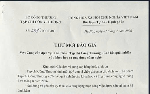 Tạp chí Công thương mời báo giá cung cấp dịch vụ in ấn