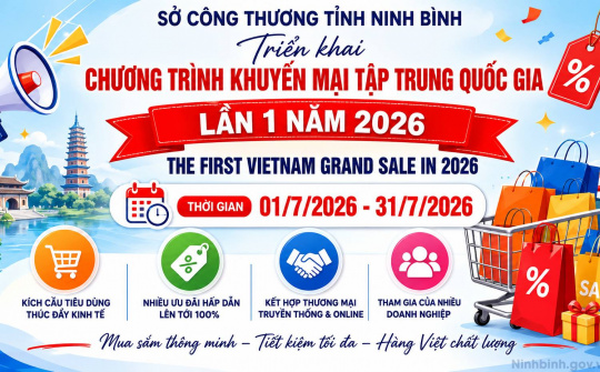 Chương trình Khuyến mại tập trung quốc gia lần 1 năm 2026 diễn ra từ ngày 01- 31/7 trên toàn tỉnh Ninh Bình