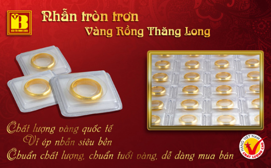 Nhẫn tròn trơn Vàng Rồng Thăng Long 99.99% Au: Lựa chọn thông minh của người đầu tư, tích trữ vàng