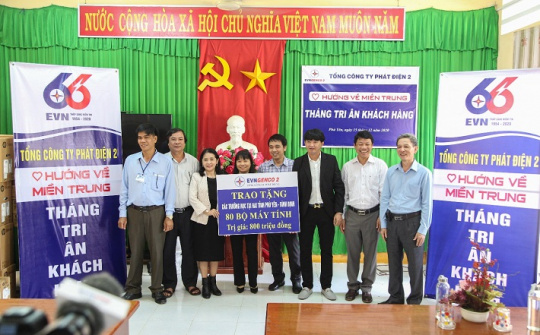 EVNGENCO 2 trao tặng 80 máy tính cho các trường học tại tỉnh Phú Yên và Bình Định