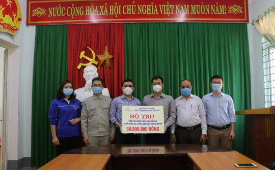 Thủy điện Trung Sơn hỗ trợ công tác phòng, chống dịch COVID-19 tại xã Trung Sơn.