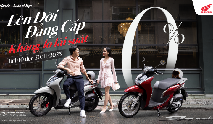 Honda Việt Nam tri ân khách hàng với ưu đãi “khủng” dành cho Sh mode: Trả góp 0% lãi suất