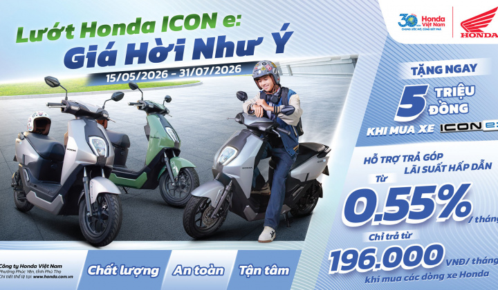 Honda Việt Nam ưu đãi 5 triệu đồng cho xe máy điện ICON e:, hỗ trợ trả góp lãi suất thấp