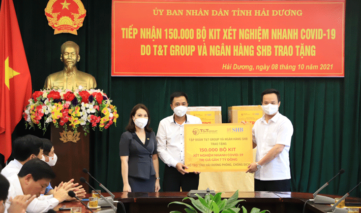 Tập đoàn T&T Group và Ngân hàng SHB hỗ trợ tỉnh Hải Dương 150.000 bộ KIT xét nghiệm nhanh trị giá gần 7 tỷ đồng