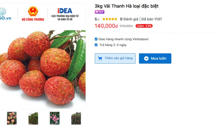 Hỗ trợ tiêu thụ vải thiều Hải Dương trên "Gian hàng Việt trực tuyến"