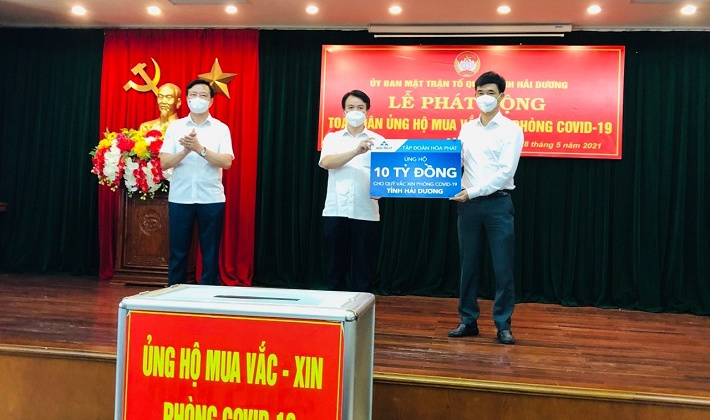 Tập đoàn Hòa Phát ủng hộ 10 tỷ đồng vào Quỹ vắc xin phòng Covid-19 của tỉnh Hải Dương