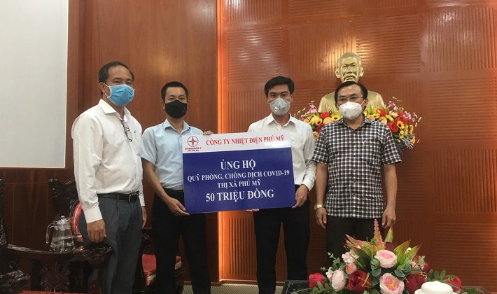 Nhiệt Phú Mỹ hỗ trợ gần 350 triệu đồng cho các đơn vị tuyến đầu chống dịch Covid-19