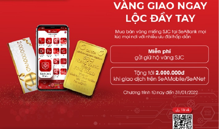 SeABank mở rộng cung cấp dịch vụ bán vàng SJC trực tuyến