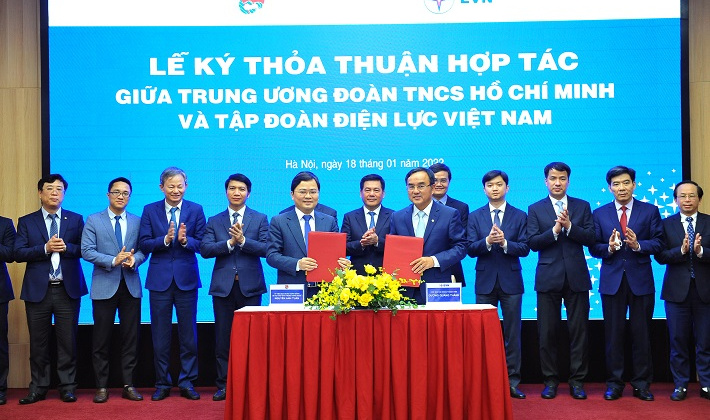 Lễ ký Thỏa thuận hợp tác giữa Trung ương Đoàn và EVN giai đoạn 2022 - 2024