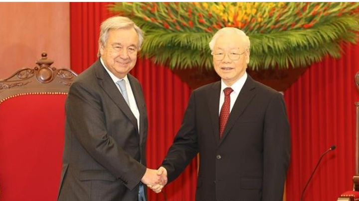 Tổng Bí thư Nguyễn Phú Trọng tiếp Tổng Thư ký Liên Hợp Quốc