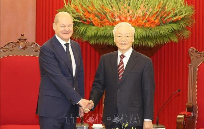 Tổng Bí thư Nguyễn Phú Trọng tiếp Thủ tướng Cộng hòa Liên bang Đức Olaf Scholz
