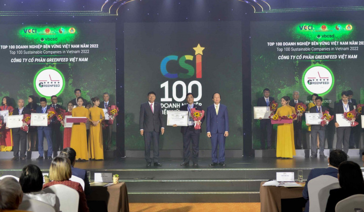 GREENFEED được vinh danh Top 100 Doanh nghiệp Bền vững năm 2022 lĩnh vực sản xuất
