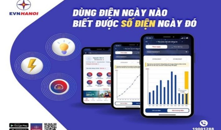 Dùng điện ngày nào biết được số điện ngày đó với App EVNHANOI
