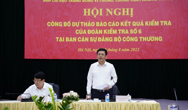 Công bố dự thảo Báo cáo kết quả kiểm tra của Đoàn kiểm tra số 6 tại Ban cán sự Đảng Bộ Công Thương