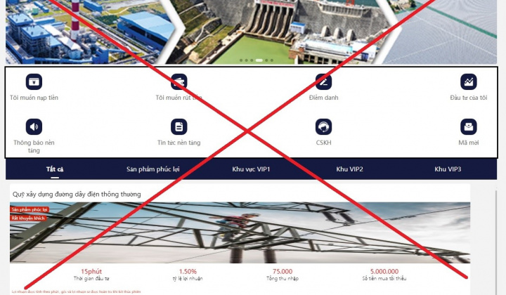 Xuất hiện trang web giả mạo thương hiệu EVN
