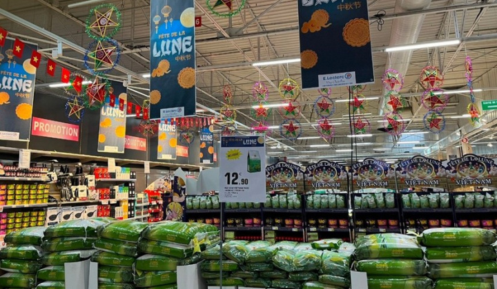 Gạo Việt Nam lần đầu tiên lên kệ siêu thị E.Leclerc của Pháp