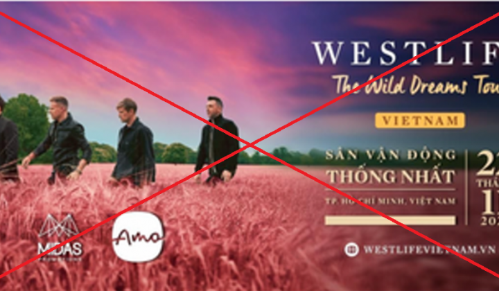 Cảnh báo website giả mạo bán vé concert Westlife chiếm đoạt tài sản