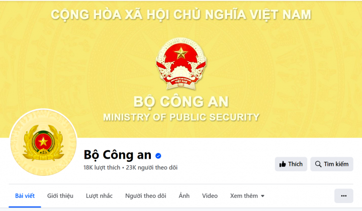 Bộ Công an ra mắt trang thông tin trên Facebook