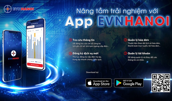 EVNHANOI ứng dụng app EVNHANOI tới 2,8 triệu khách hàng