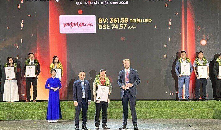 Vietjet là một trong 100 thương hiệu giá trị nhất Việt Nam