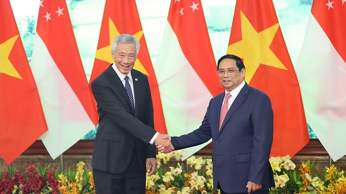 Thủ tướng Phạm Minh Chính chủ trì lễ đón Thủ tướng Singapore Lý Hiển Long