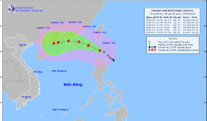 Bão Saola vào biển Đông có ảnh hưởng đến dịp nghỉ lễ Quốc khánh 2/9?