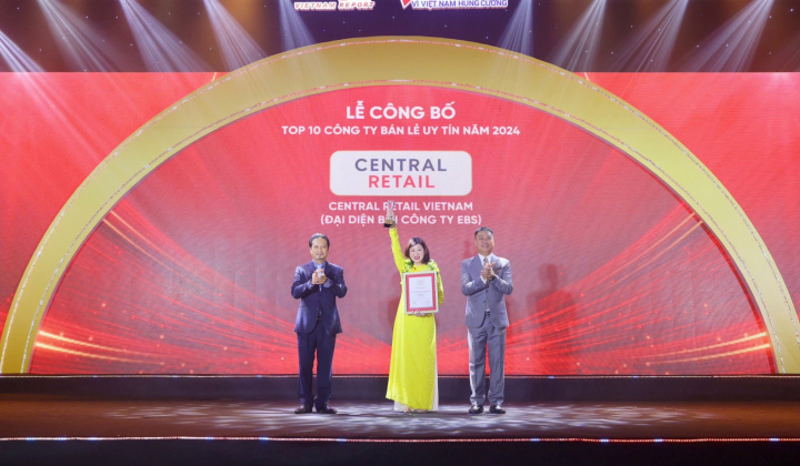 Central Retail Việt Nam lần thứ 4 liên tiếp được vinh danh quán quân Top 10 Công ty uy tín ngành Bán lẻ