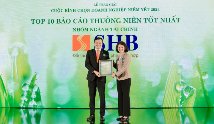 SHB lần thứ 4 được vinh danh trong TOP 10 doanh nghiệp có Báo cáo thường niên tốt nhất ngành Tài chính