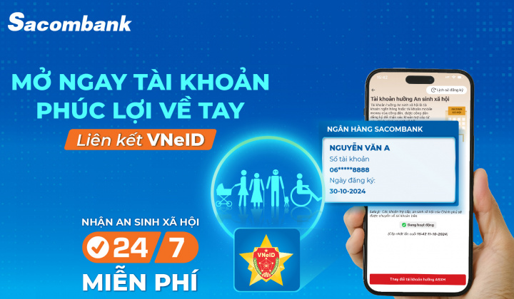 Ngân hàng Sacombank liên kết tài khoản với ứng dụng VNeID