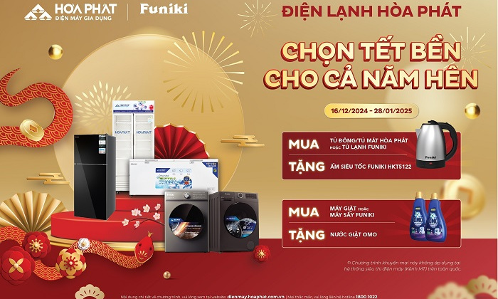 Đón Tết bền cho năm hên khi nhận quà tặng từ thương hiệu Điện lạnh Hoà Phát