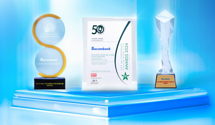 Ngân hàng Sacombank tăng 10 hạng trên bảng xếp hạng về uy tín và hiệu quả