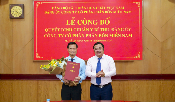 Bổ nhiệm ông Đỗ Văn Tuấn làm Bí thư, Tổng Giám đốc Công ty CP Phân bón Miền Nam