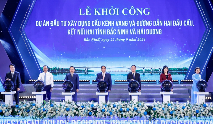 Khởi công cầu Kênh Vàng gần 2.200 tỷ đồng, nối Bắc Ninh và Hải Dương