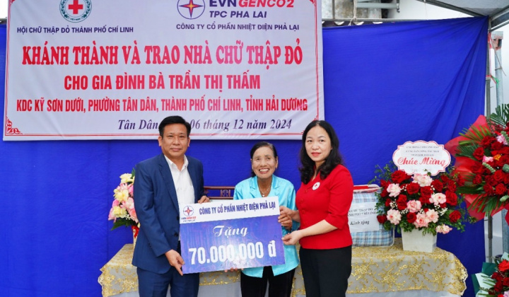 Nhiệt điện Phả Lại hỗ trợ kinh phí xây Nhà Chữ thập đỏ cho hộ nghèo tại địa phương