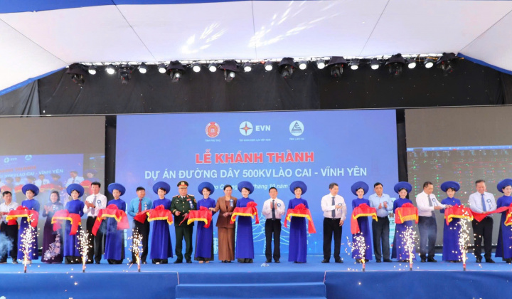 EVN khánh thành đường dây 500kV Lào Cai - Vĩnh Yên, hoàn thành vượt tiến độ 8 tháng