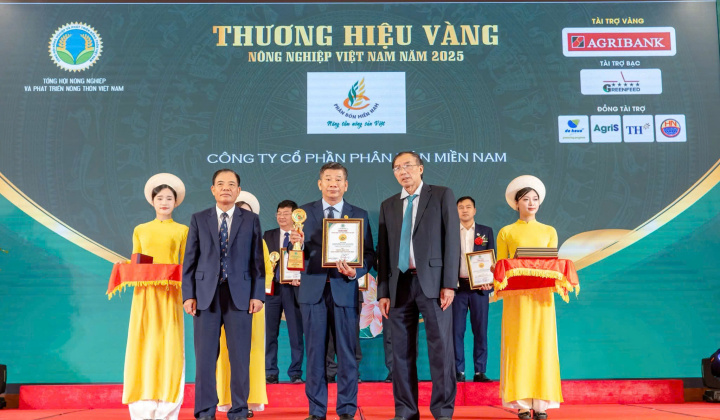 Phân bón Miền Nam vinh dự nhận danh hiệu “Thương hiệu Vàng Nông nghiệp Việt Nam 2025”
